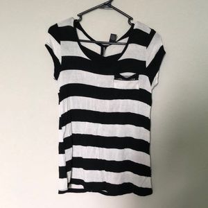 Black and white striped top